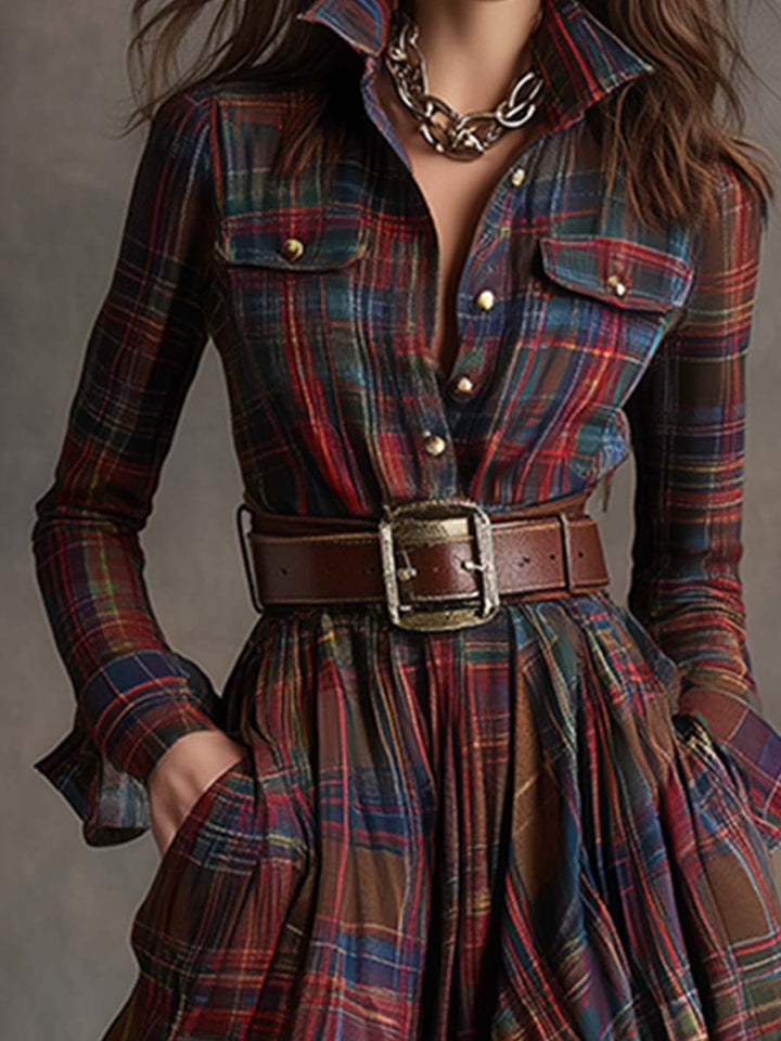 Giulietta - Maxi Check Shirt Dress with Belt